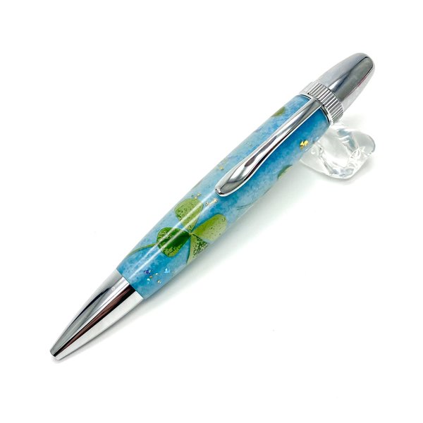 押花のボールペン Flower Pen 四葉 /よつば クローバー (水色）TFB2021