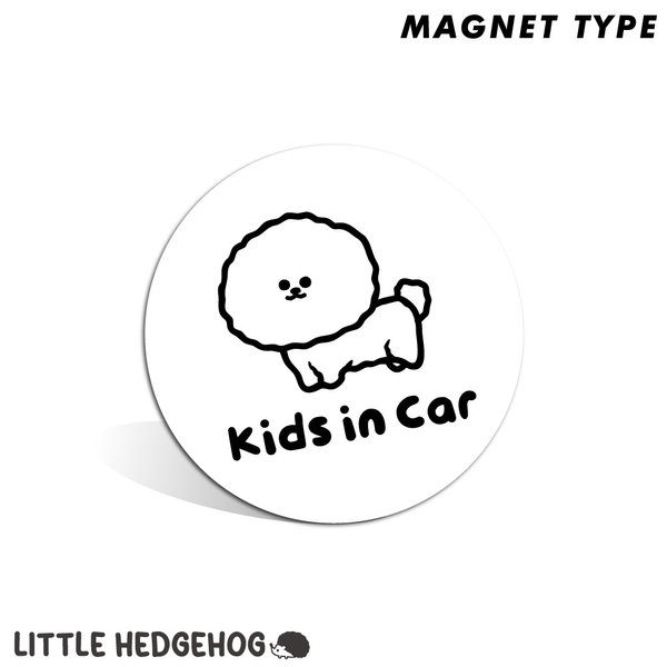 【 ビジョンフリーゼ キッズインカー マグネット 白 】　犬 車 kids in car キッズ おしゃれ かわいい シンプル ロゴ 