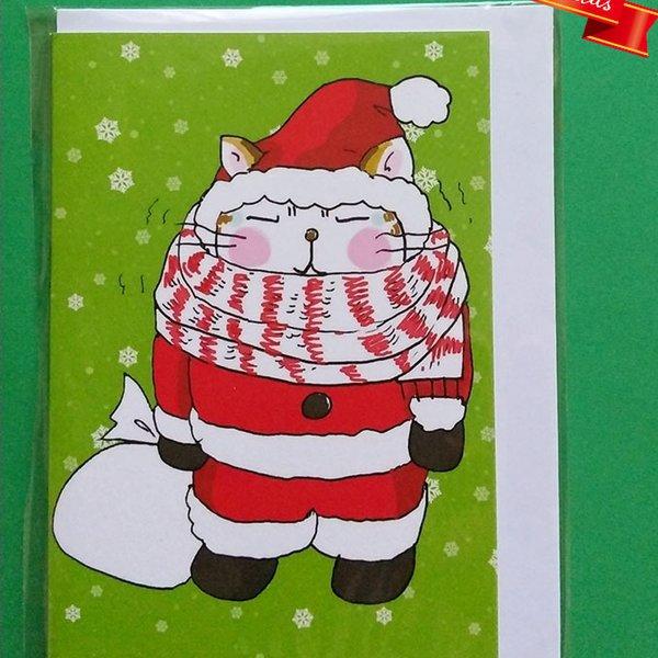 寒がりネコの２つ折りクリスマスカード