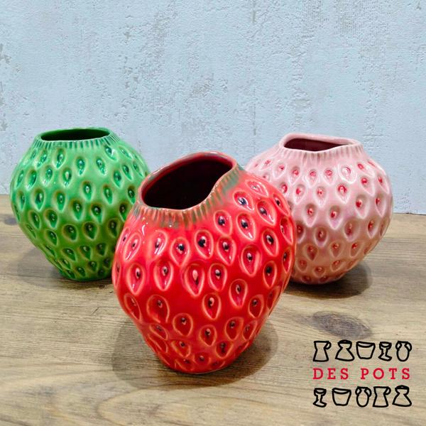 DES POTS(デスポッツ) ストロベリーフラワーベース 【red/pink/green】S いちご 花瓶