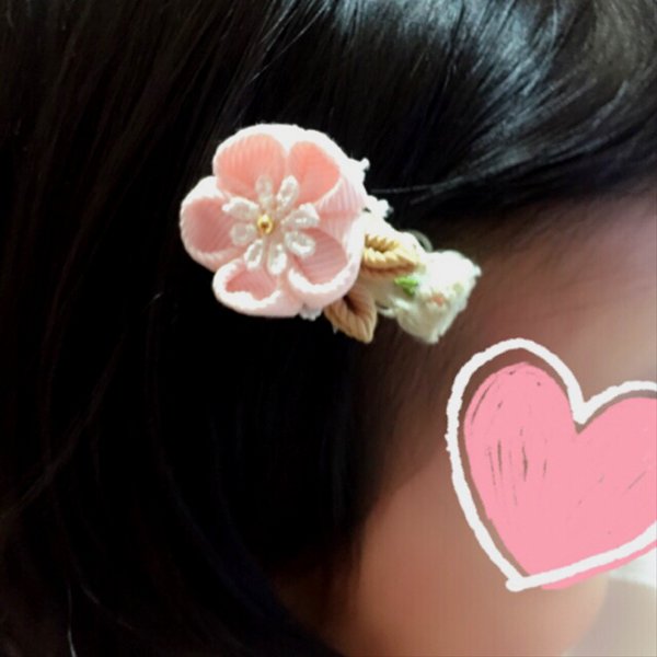 【再販】ベビーヘアクリップフラワー カスタム自由 つまみ細工