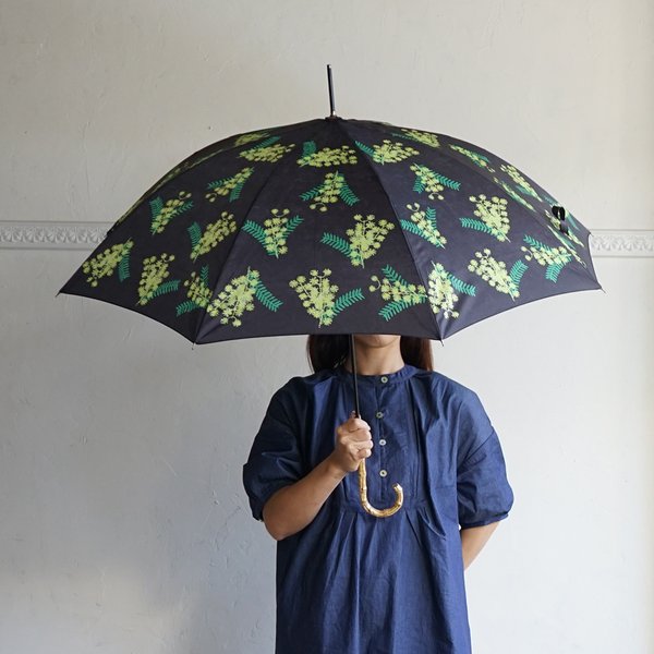 竹の傘 晴雨兼用 161022 ミモザ ブラック 長傘 ALCEDO 日傘 雨傘 竹ハンドル