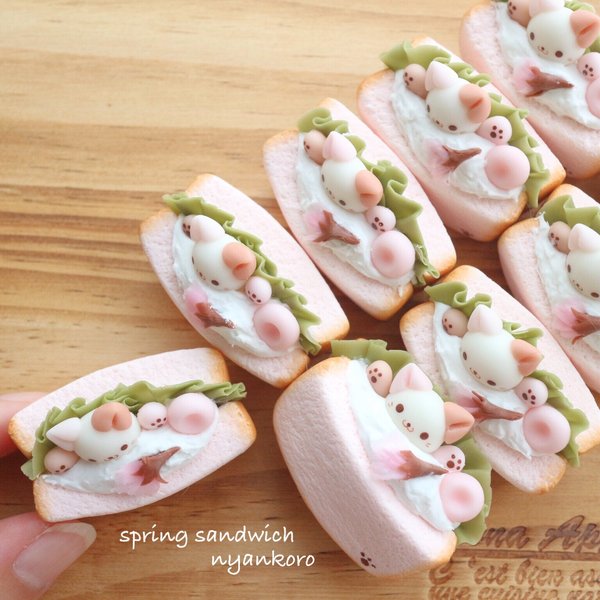 てづバ後夜祭♡『春限定🌸桜色ミケねこちゃんのspring sandwich』キーホルダー