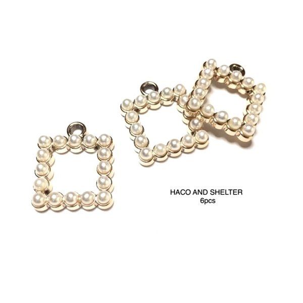 6pcs★square petit pearl charm（アクリルチャーム）