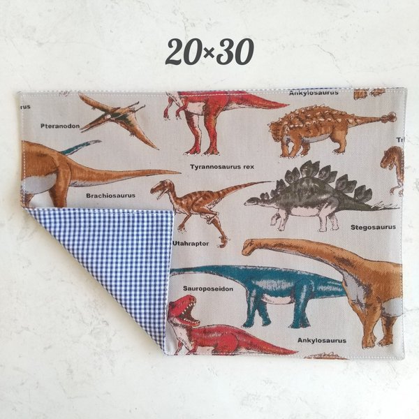 20×30☆恐竜柄 A4サイズ ランチョンマット 給食 保育園 幼稚園 男の子 グレー