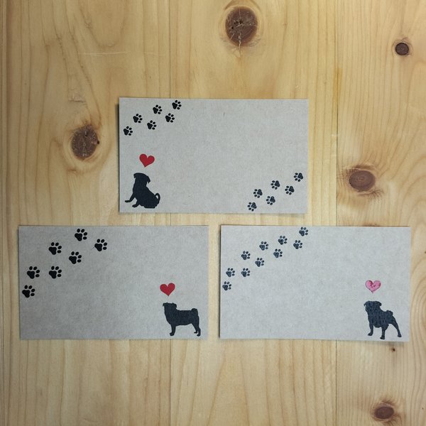 メッセージカード【Dogシルエット】パグ