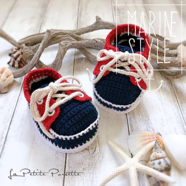 ✼【 MARINE STYLE】✼ [NAVY×Red] ✼ BABY SHOES /０歳からのベビーシューズ／マリンシューズ