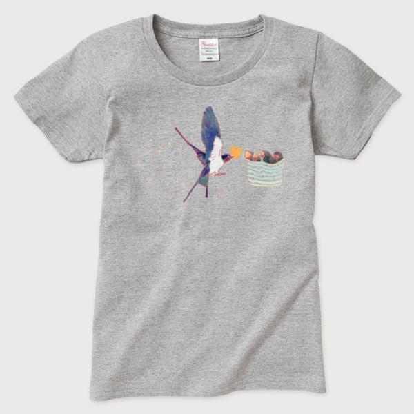 [SALE！]ツバメの子育てTシャツ（グレー）レディース