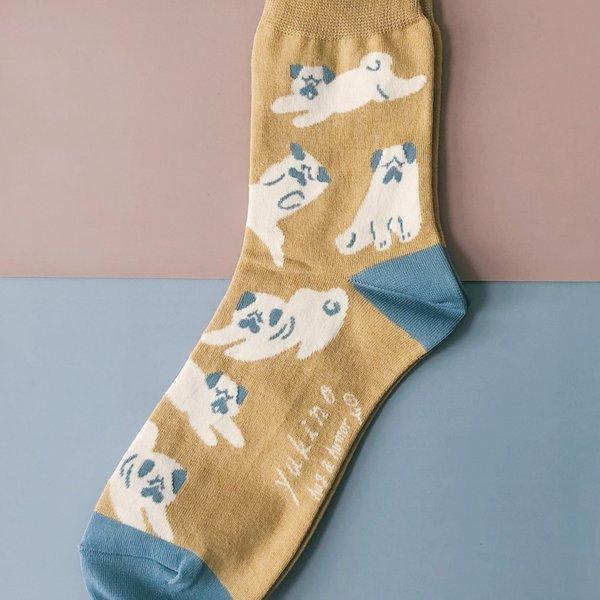 yukino textile socks 『PUGS』イエロー