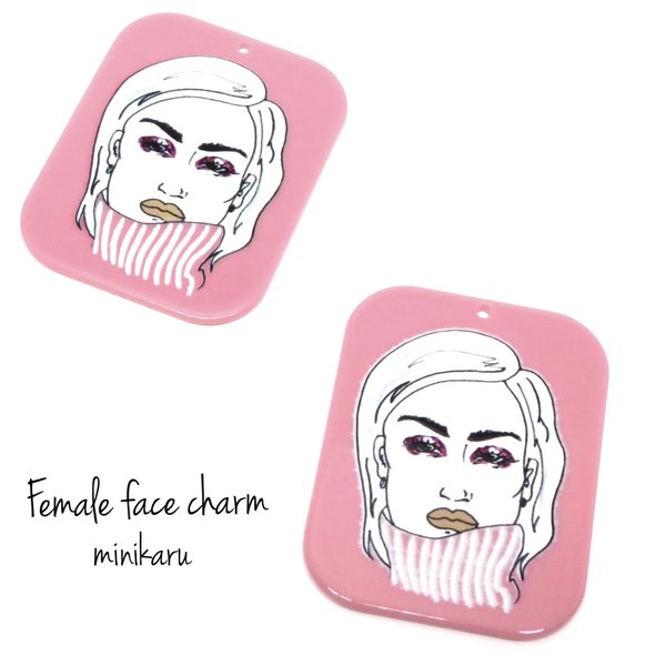 pink(2pcs)Female face charm