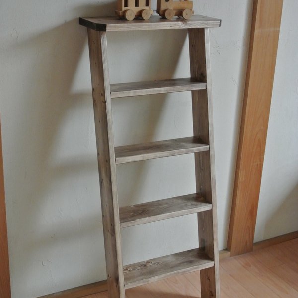 木製ラダー(棚4段+天板) ウォルナット