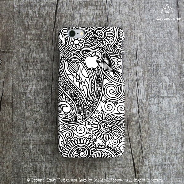 Henna Art + Apple iPhoneケース [iPhone4/4s～iPhone8 , iPhone8 plus]★boho ボヘミアン トライバル ヘナタトゥー