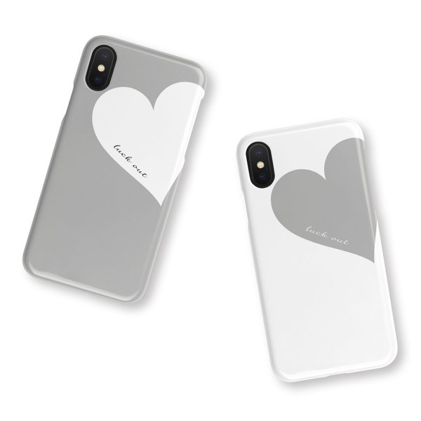 Big Heart♡Gray　名入れ/スマホケース/ハート/iPhoneケース/iPhoneXR/iPhoneXS/iPhone11pro/Xperia/Galaxy/Aquos