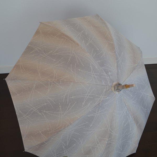 【展示のみ】◆大島紬◆生成り地に松葉模様のレトロ日傘
