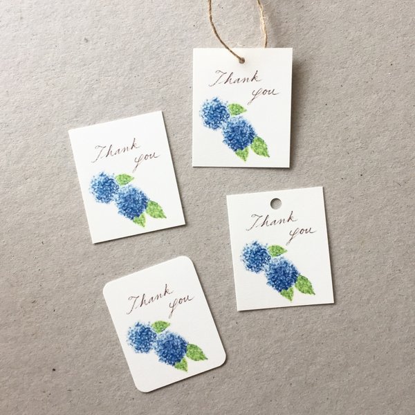 小さな青い紫陽花のメッセージカード タグ 40枚
