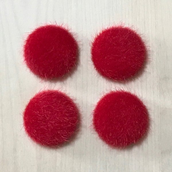 RED FAKE FUR ROUND CABOCHONS PARTS