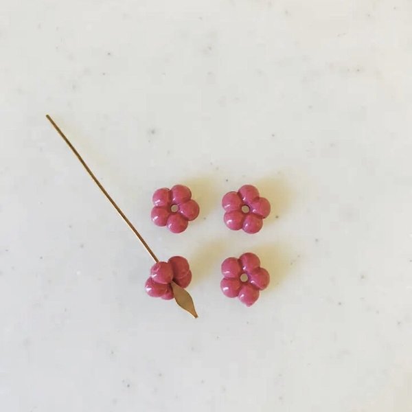 Vintage Pink Flower Spacer Beads《6616》