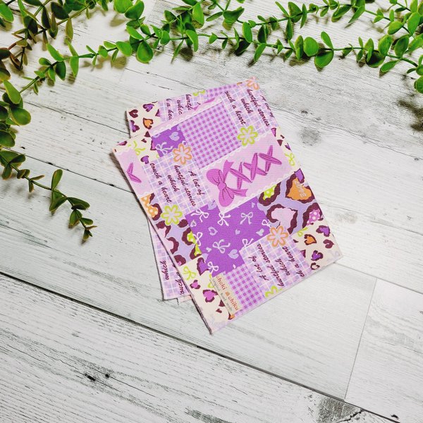 30×40 Lace up リボン柄(紫)のランチョンマット、ナフキン、ランチマット【入園・入学】給食、女の子