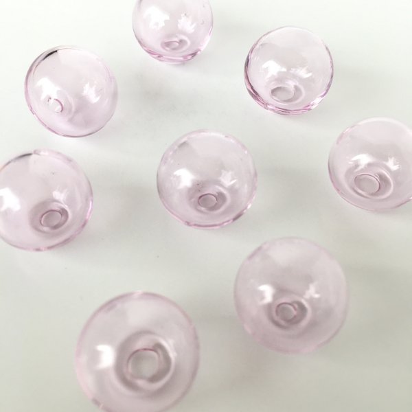  ‹ピンク›ガラスドーム 14mm×8コセット（フタおまけ）