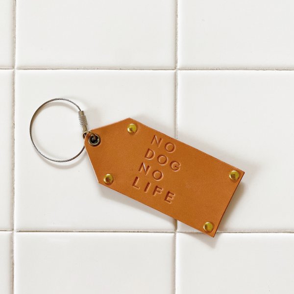 牛革key ring 「No Dog No Life」