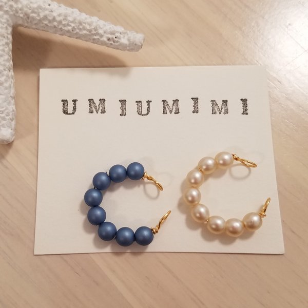 umiumimi イヤーカフ（ホワイト × ブルー）セット ☆ パール シンプル 