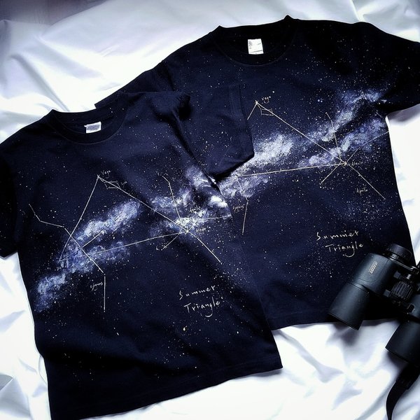 受注製作  手描き わたしの星座図鑑Tシャツ navy