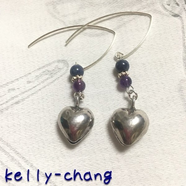 ［Powerstone］ Sapphire, Amethyst & Karen Silver bells earrings