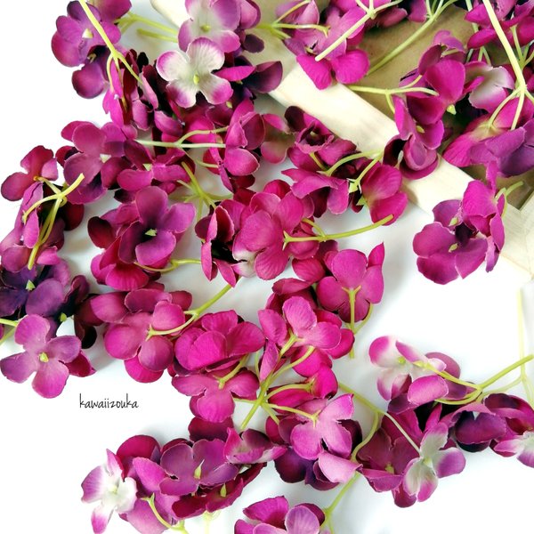 New　ピンクレッドの紫陽花　花びら20枚　造花・アーティフィシャルフラワー　花材