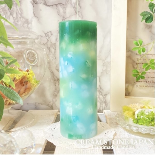 Φ5.1cm×H15cm ペタルキャンドル (ビリジアン) № 000743 /Gradation Candle