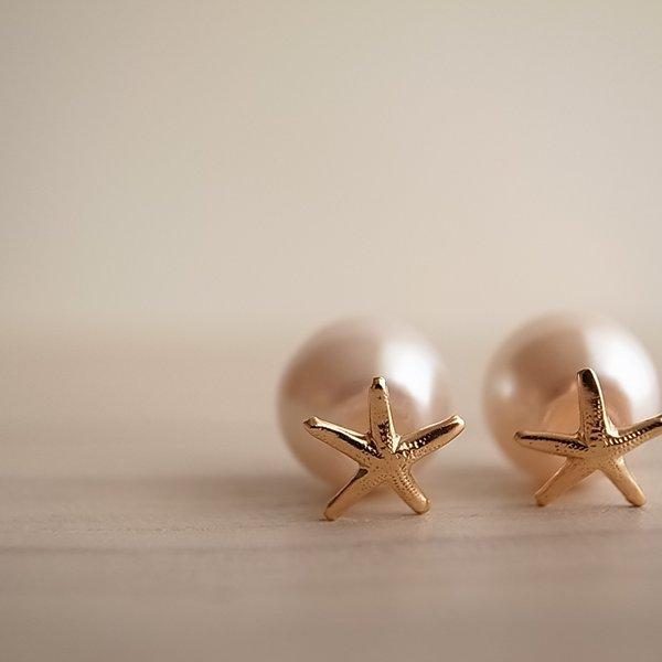 14kgf starfish × pearl pierces