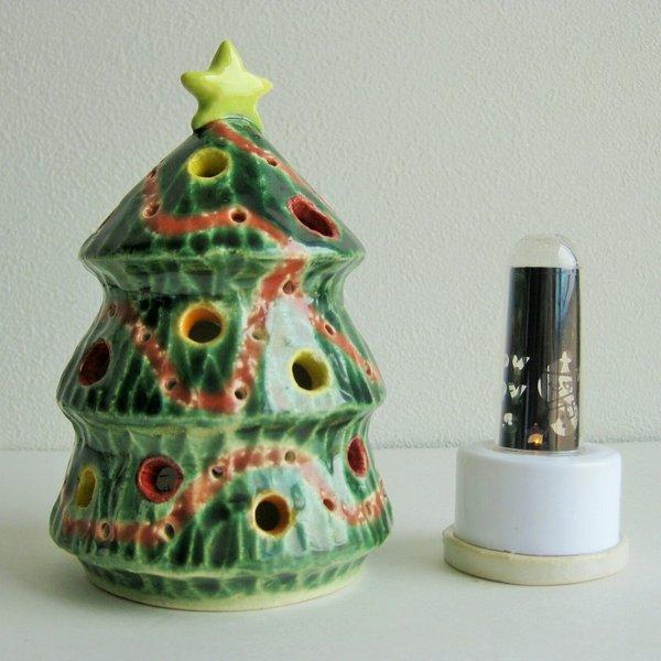 美土露　クリスマスツリー　陶器　ライト　灯り台付き　（88）