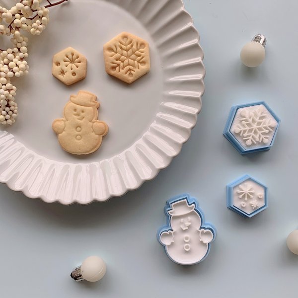 スノーマンと雪の結晶　クッキー型セット