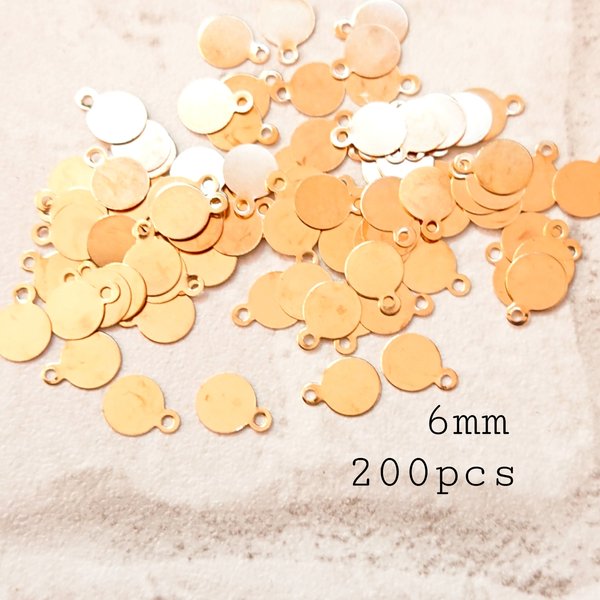 200pcs♡カン付きラウンドプレート/ゴールド