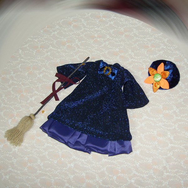 着せ替え衣装・巫女猫さん・ハロウィンの魔女服・紺ラメ