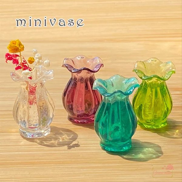 【ご希望カラーをご選択下さい！】ミニチュア プラスチック 花瓶 壺 2個 ym1-2238