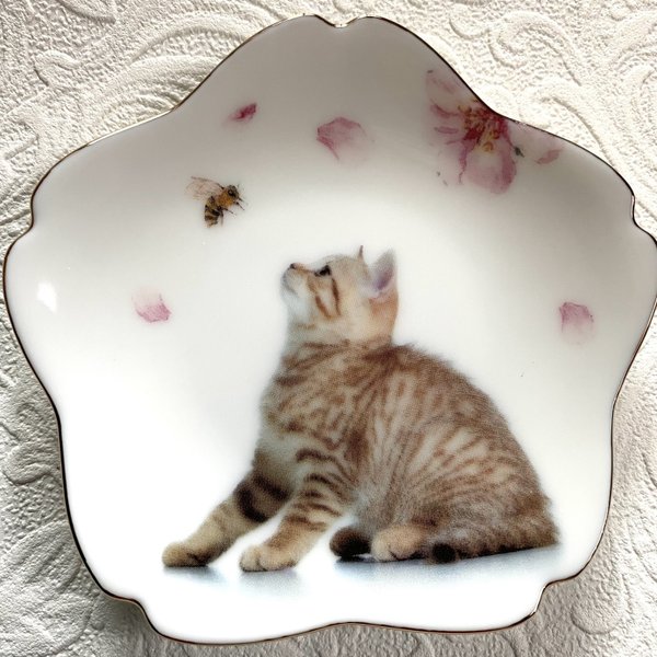 猫と桜の小皿・その3