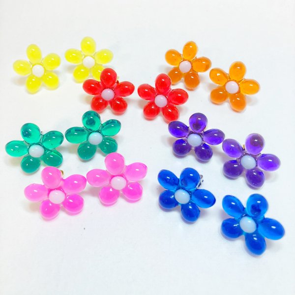 Flower earrings purple【01-053】