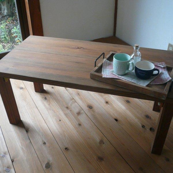 天然木のシンプルな折り畳みローテーブル　リビングテーブル　折り畳みテーブル