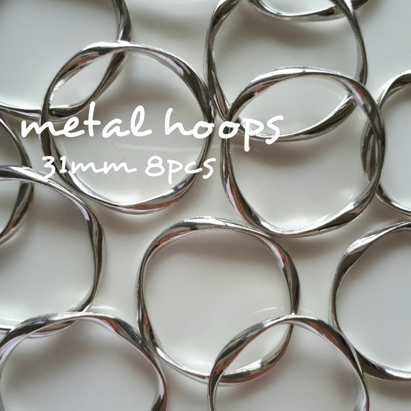import metal hoops twist 31mm 8pieces【Ch-909】