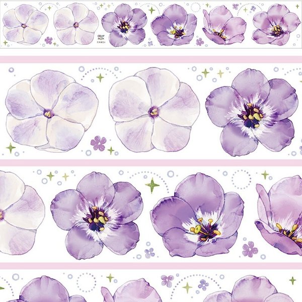 PET 春色花　可愛い紫のお花♡マスキングテープ A