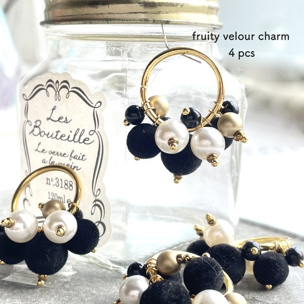 4pcs★charm・fruity velour pearl（ミックスチャーム）