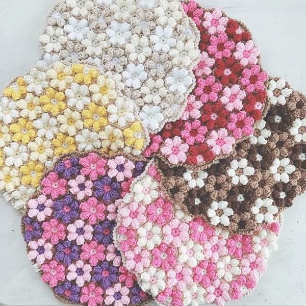 【手編みキット】お花モチーフの円座 カラー選べます