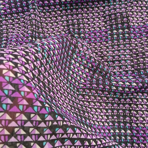 (b340)昭和レトロ生地 小柄  幾何学 シースルー 三角 絵画 イラスト 絵の具  スカーフ アート