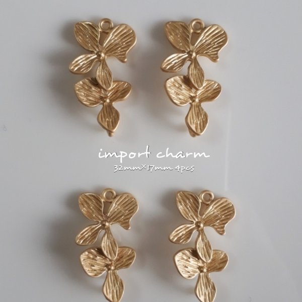 《4pcs》import charm matte gold 32mm✕17mm【Ch-342mgo】