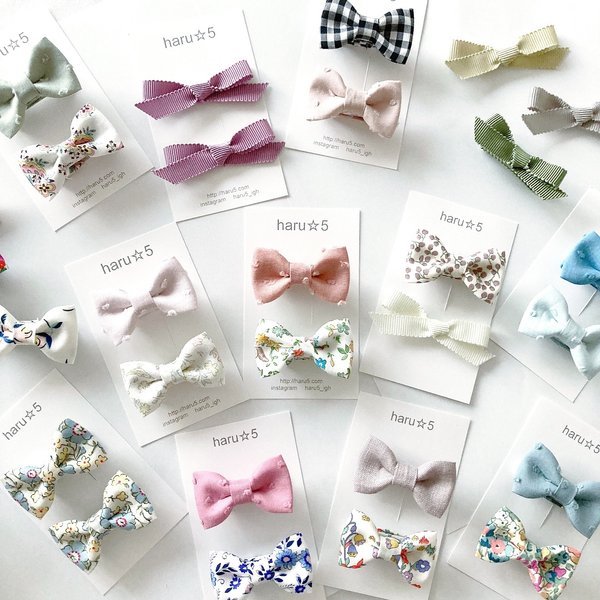 ribbon clip set (ヘアゴムに変更可能) ＊for baby&kids＊　