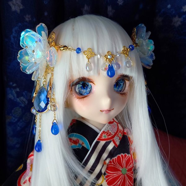 ◆月虹 青 ヘアクリップ2個セット◆MSD～SD,DD 共用サイズ