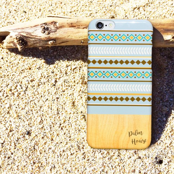 名入れ♪ ネイティブ柄ウッド★iPhone&Android★ TRIBAL WOOD ICE BLUE スマホケース