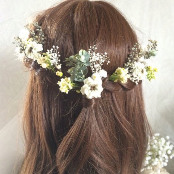 大人気！かすみ草と小花の可憐なヘッドドレス♡結婚式  卒業式 成人式