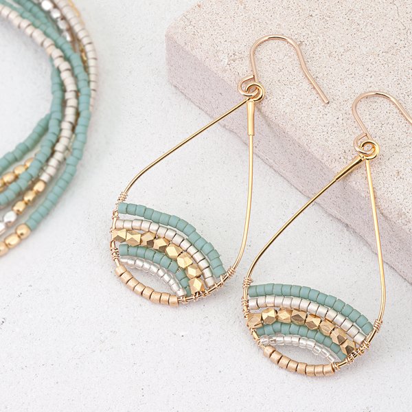 Mix Beads Drop Earrings / BL