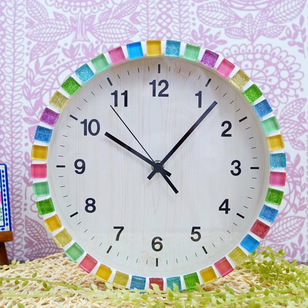 【電波時計】sakuraドロップガラスタイルの壁掛け時計